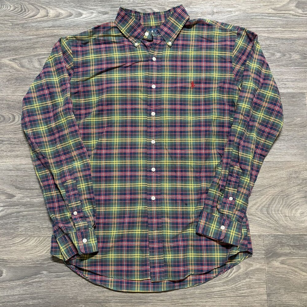 Ralph Lauren Mens XL Custom Fit Plaid Button Down Shirt Multicolor Long Sleeve